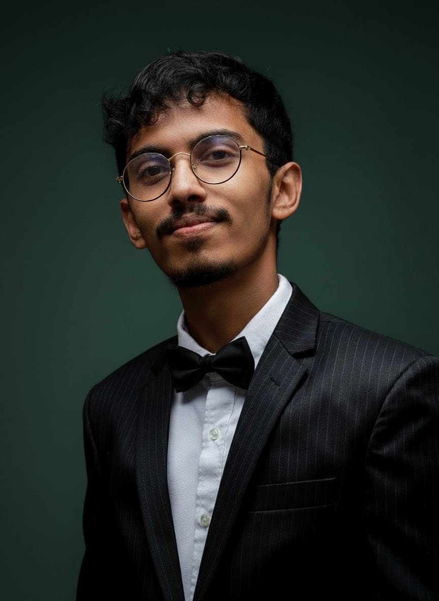 Abu Sayed Sunny in a dark suit and bow tie